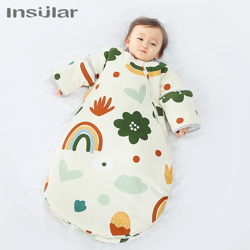 

Baby Winter Warm Sleeping Bag Envelope Stroller Swaddle Footmuff Kids Sleepsacks with Zipper Detachable Sleeve Wearable Blanket