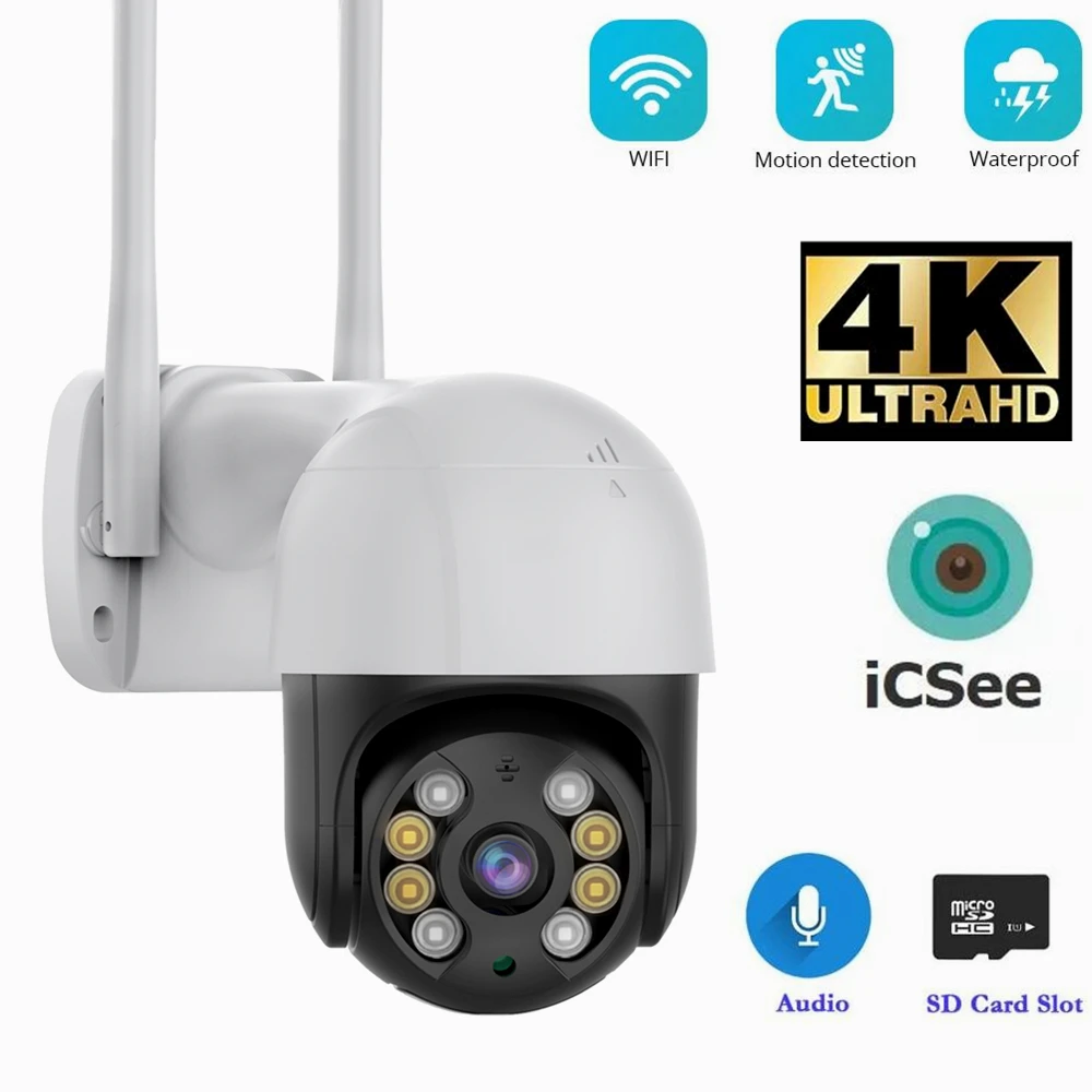 

8MP 4K ICsee Camera WIFI Outdoor Human Detection Speed Dome Color Night Vision Waterproof Wireless Home IP Camera