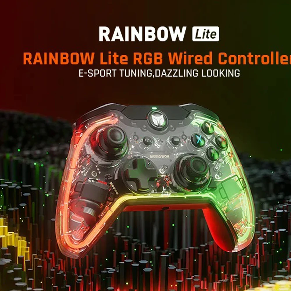 Проводной игровой контроллер BIGBIG WON RGB для ПК с поддержкой аудио 3 5 мм линейная