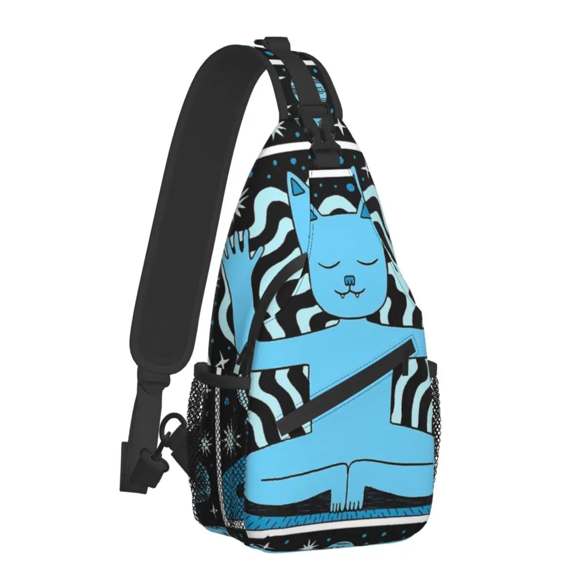Geometric Patterns Crossbody Bag Sports Chill Out Blue Cat Chest Bag Unisex Women Man Fashion Shoulder Backpacks Travel