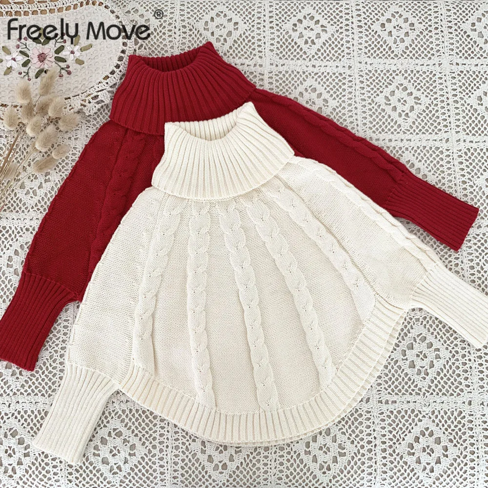 

Freely Move 2022 Autumn New Baby Girl Long Sleeve Knitted Coat Solid Girls Cloak Jacket Children Sweater Infant Warm Knit Jacket