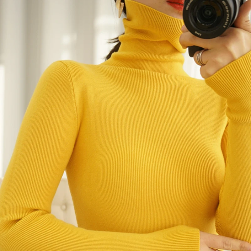 

Женские свитера с высоким воротником, повседневные мягкие кашемировые пуловеры, эластичные Джемперы, вязаный облегающий базовый свитер Y2K для женщин на зиму
