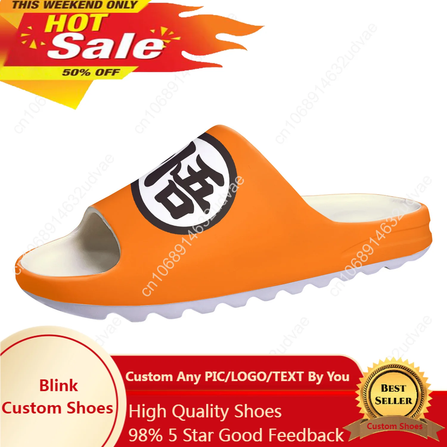 

Hot Dragon Master Goku Logo Soft Sole Sllipers Home Clogs Customized Step On Water Shoes Mens Womens Teenager Step in Sandals