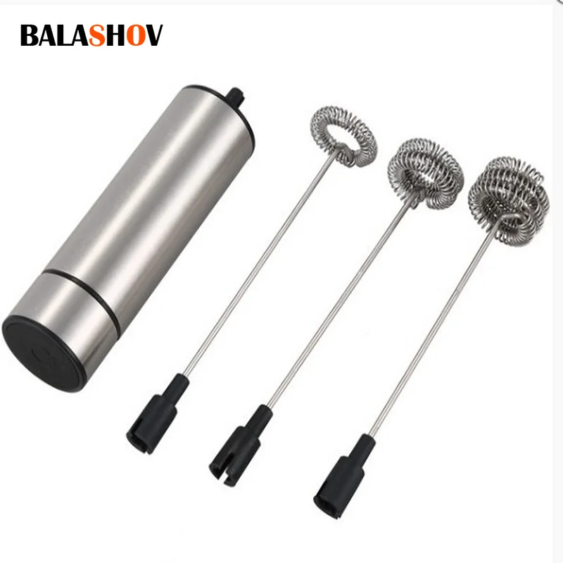 Electric Whisk Head Milk Frother Wireless Handheld Powerful Foam Whisk Maker Stainless Steel Spring Mixer for Coffee Cappuccino