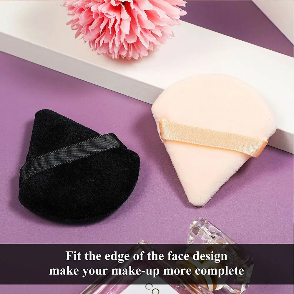 

10/12pcs Makeup Powder Puff Black And White Soft Triangle Powder Puff Fixing Hand Hook Powder Puff Mini Cotton Powder Puffs