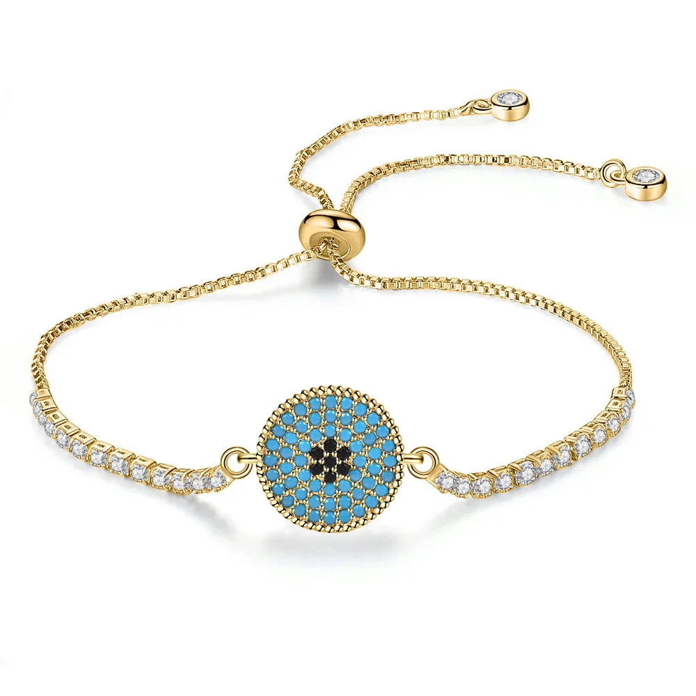 Круглый круг с кристаллами циркония Nazar браслет-подвеска от сглаза женский