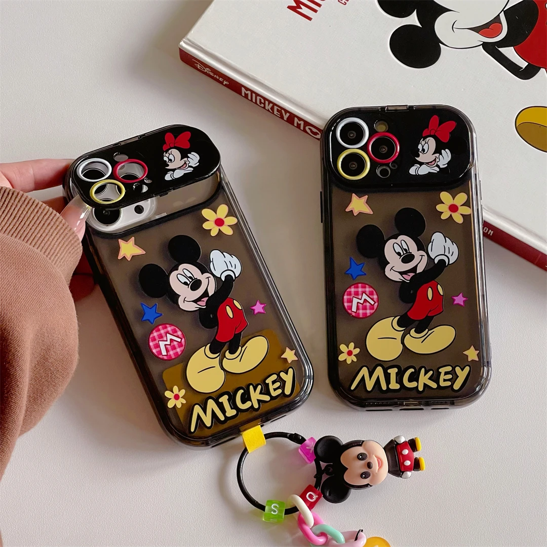 

Disney Mickey Minnie Mouse With Vanity Mirror Phone Cases For iPhone 14 13 12 11 Pro Max Mini XR X XS MAX 8 7 Plus Back Cover