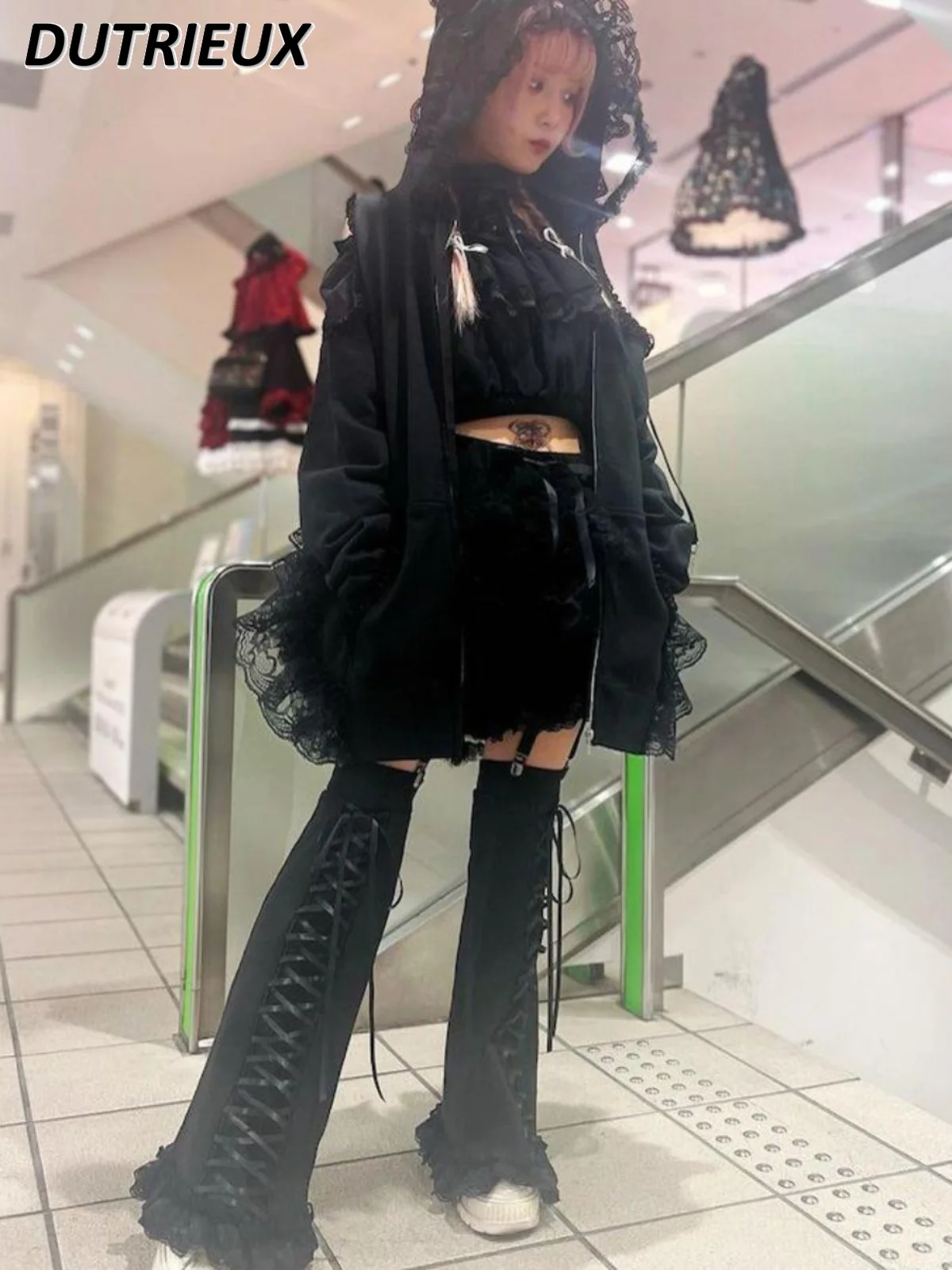 Японское милое пальто с капюшоном и кружевными краями милые кошачьи уши