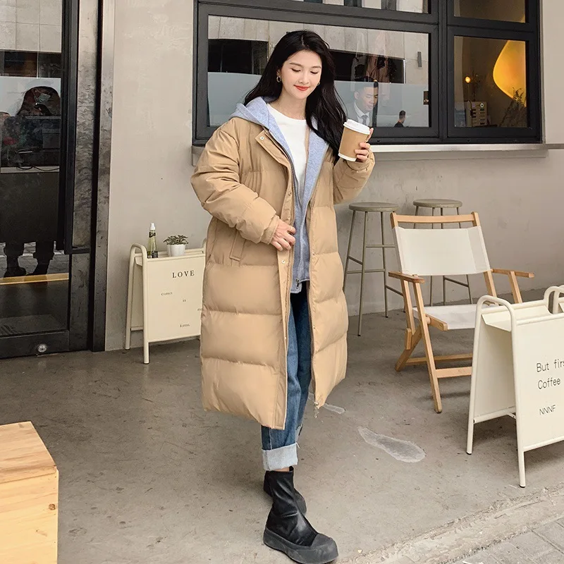2022 Women Jacket Parka Warm Thick Long Cotton Coats Black Loose Oversize Autumn Winter Hooded Coat Female Oversized Outerwear