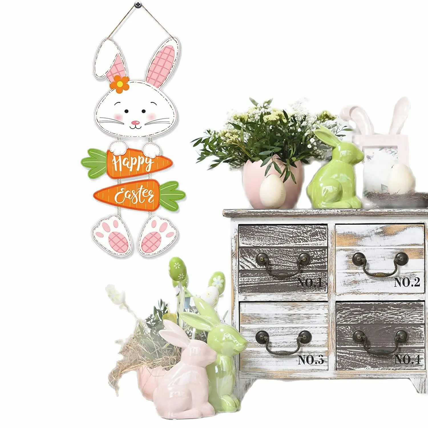 

Easter Decorations Rabbit Sign Hanging Wall Decor