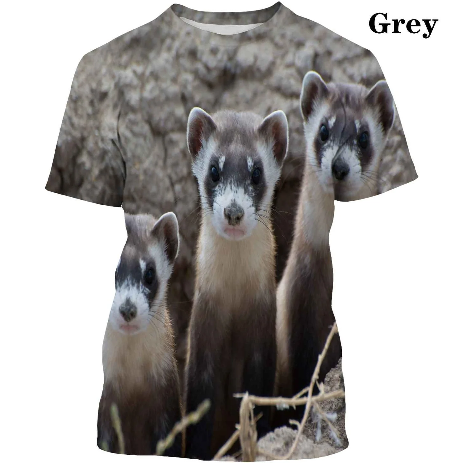 Летняя новая футболка с 3D-принтом для мужчин и женщин милым хорьком Повседневная