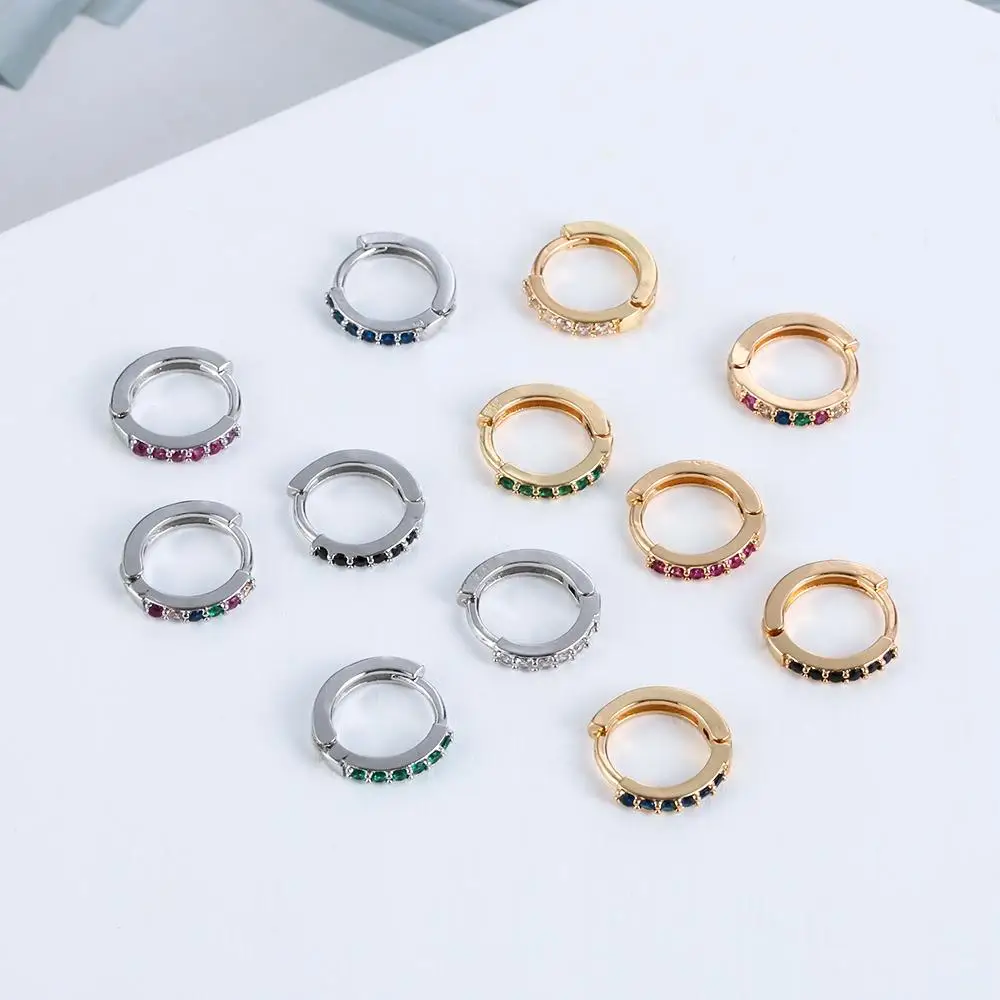 

Hoop Earring Body Jewelry Helix Cartilage Tragus Nose Ring Cubic Zirconia Colorful CZ Earrings CZ Ear Piercing Zircon Ear Stud