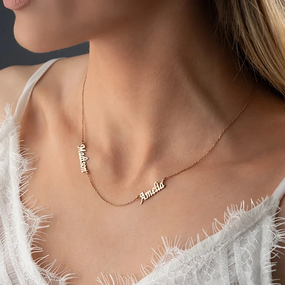 Women's Stainless Steel Custom Necklace Multiple Names Custom Pendant Personality Necklace Women's Neck Charm Jewelry