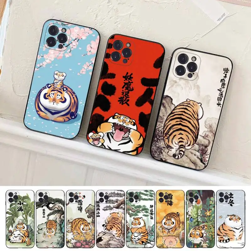 

Cartoon Fat Tiger Phone Case For iPhone 14 11 12 13 Mini Pro XS Max Cover 6 7 8 Plus X XR SE 2020 Funda Shell