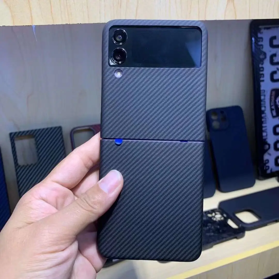 

Galaxy Z Flip 3 Case Carbon Fiber Phone Case Aramid Fiber Cover 600D Fine Lines Ultra-thin Case for Samsung Galaxy Z Flip 3
