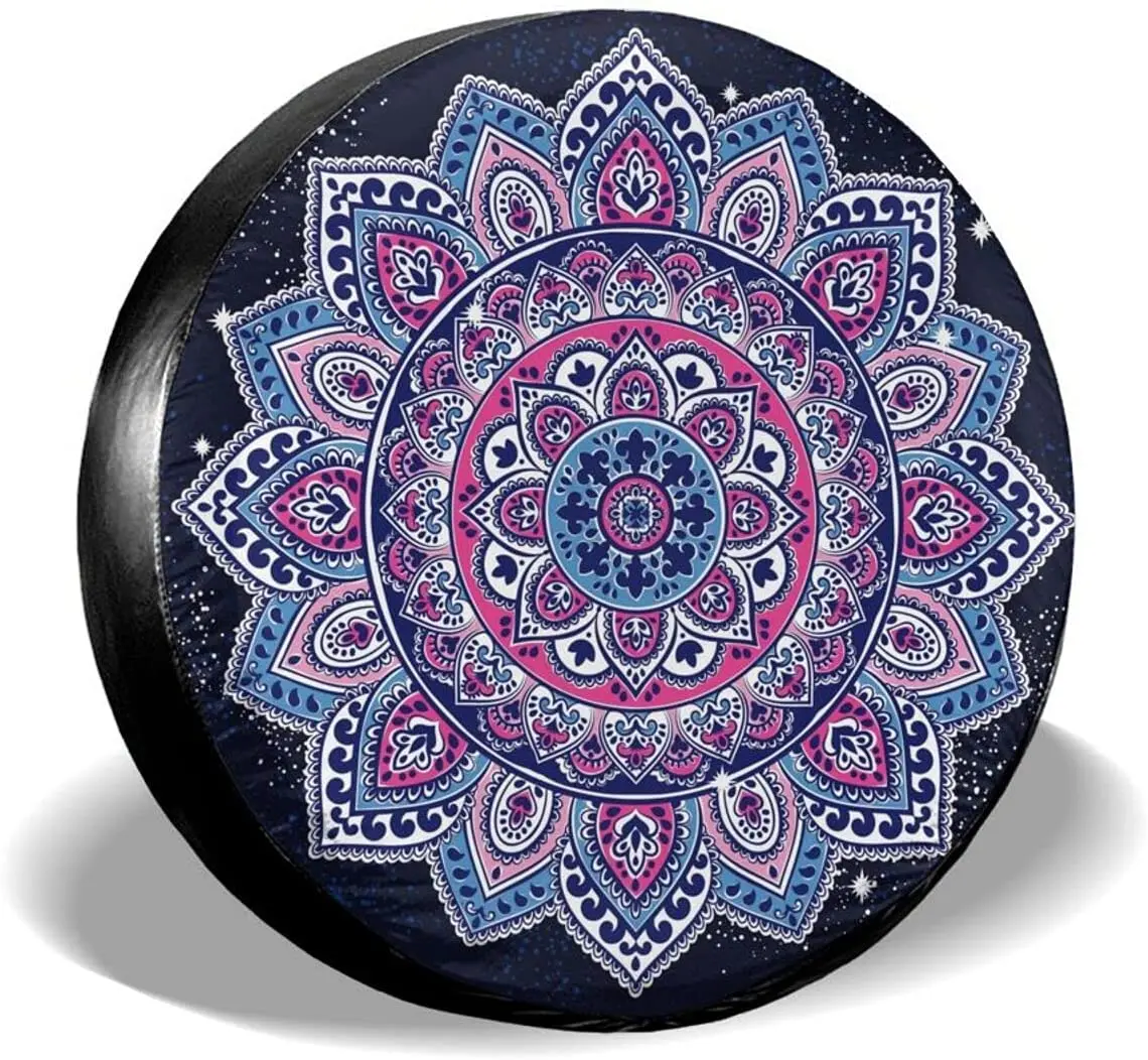 

Mandala Spare Tire Cover Waterproof Dust-Proof UV Sun Wheel Tire Cover Fit for Jeep,Trailer, RV, SUV and Many Vehicle 17 Inch