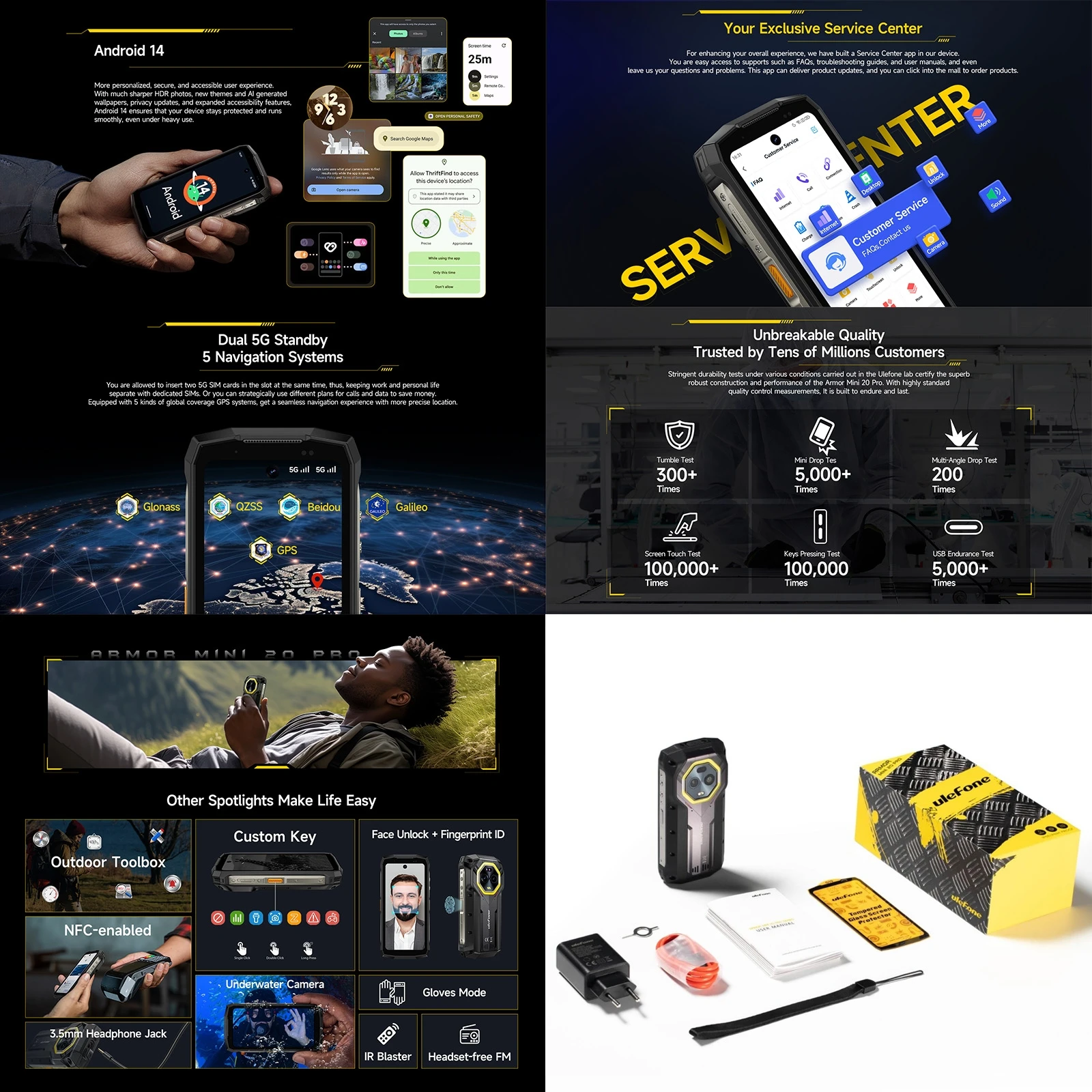 Ulefone Armor Mini 20 Pro 5G прочный смартфон 4.7&quot 64MP ночная камера 8GB+256GB 6200mAh аккумулятор Android