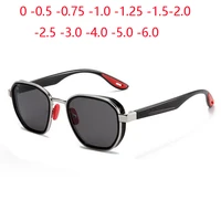 steampunk polygon polarized myopia sunglasses women men metal uv400 short sight prescription sun glasses 0 0 5 0 75 to 6 0