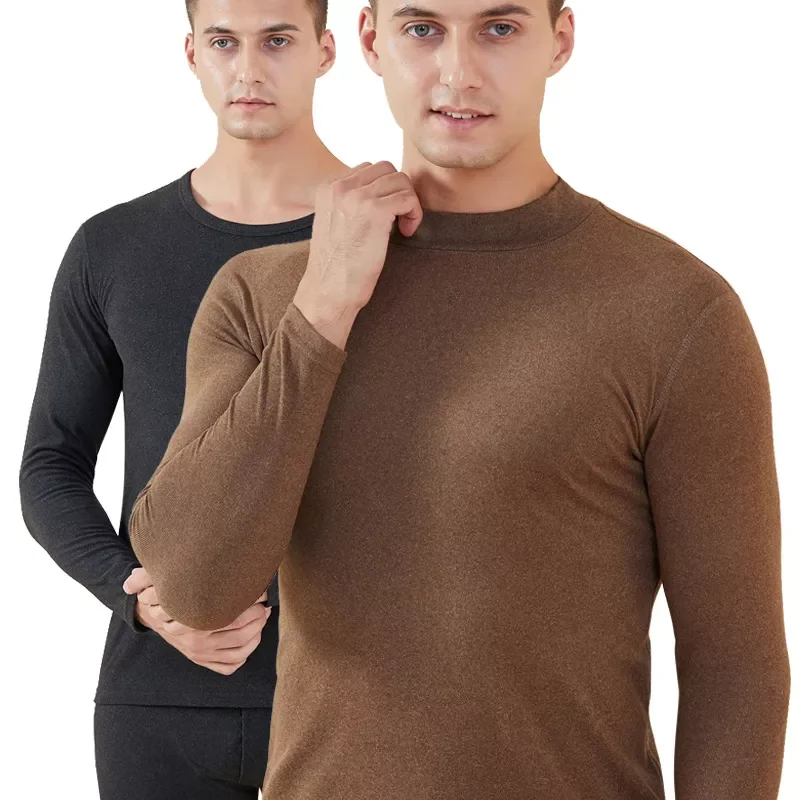 

Neck Thermal Underwear Set Men's Solid Color Round Neck Autumn And Winter New Autumn Clothes Autumn Pants Bottomwear