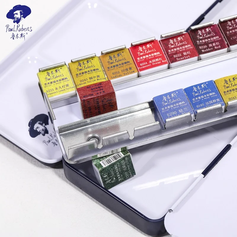 

Paul Rubens Solid Watercolor Paint Set 12/24/48 Colors Portable Metal Box High Quality Profession Artist Pigment Art Supplies