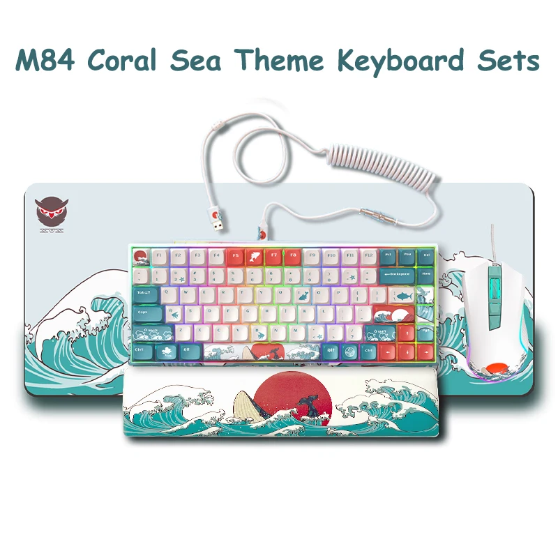 

XVX M84 Coral Sea Wireless/Wired Mechanical Keyboard Hot Swappable Compact 84 Keys Gaming Keyboard RGB Backlit Custom Gateron