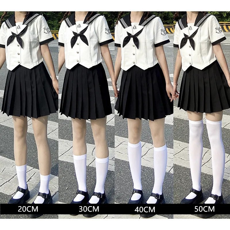 

Japanese Style Black White Color Velvet Calf Socks Girls Stockings Middle Tube Thin JK Uniform Oover Knee Kawaii Stockings