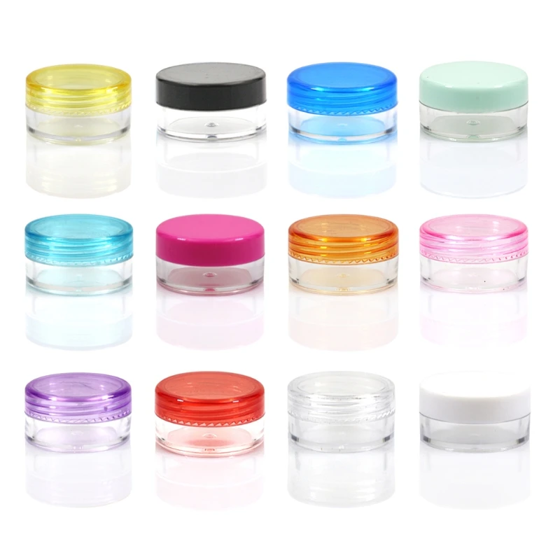 

5g Empty Clear Container Jar with Multi Colors Lids for Makeup Cosmetic Samples Drop Shipping