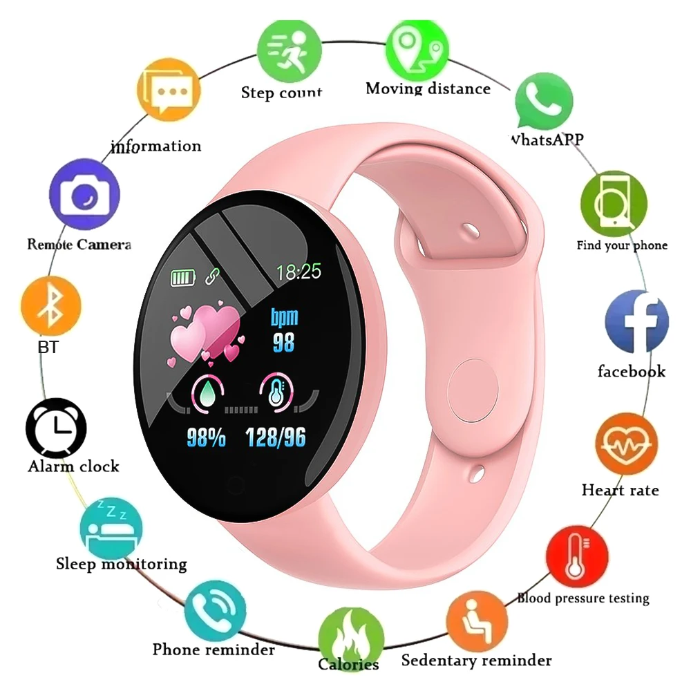 

D18Pro Smart Watch for IOS/Android Men Women Bluetooth Fitness Tracker Sport Bracelet Heart Rate Blood Pressure Kids Smartwatch