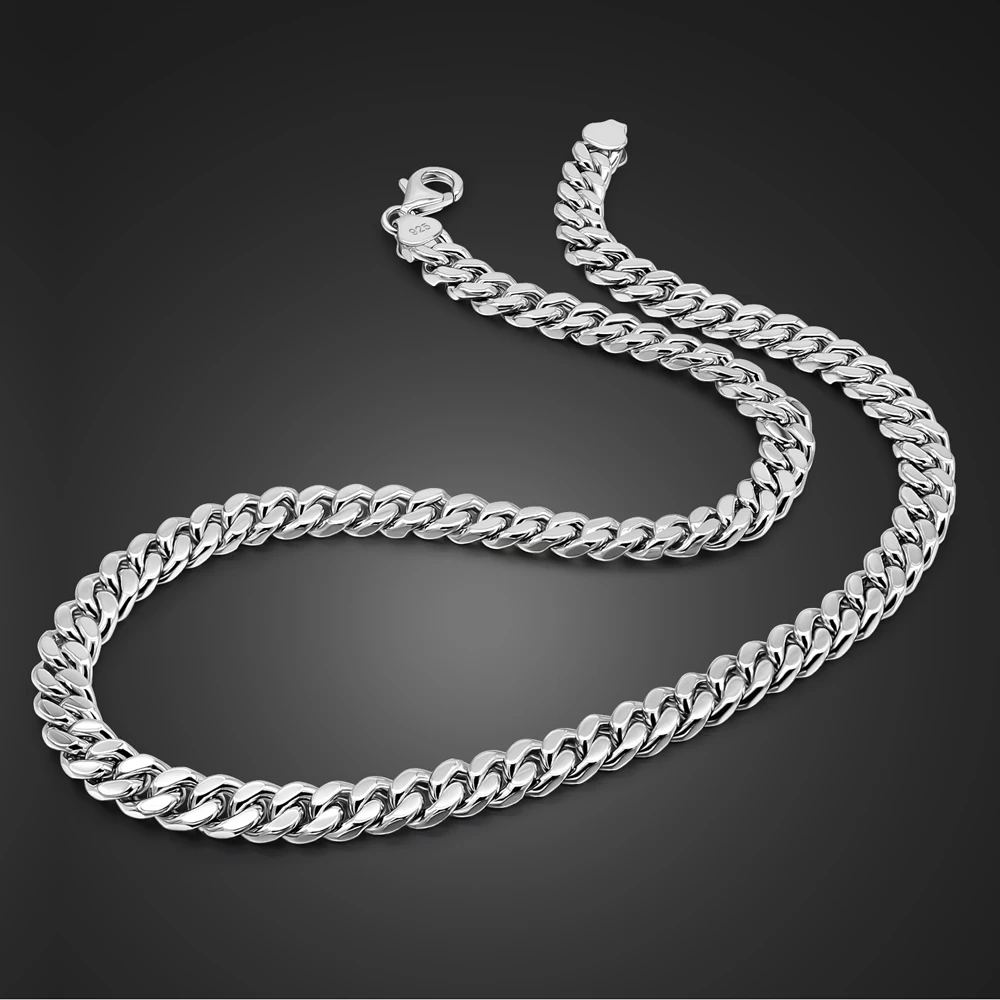 

Italy Men Fashion 100% 925 Sterling Silver Necklace Classic 8MM 20 to 26 inches Curb Cuban Chain Man & Boys Jewelry Gift