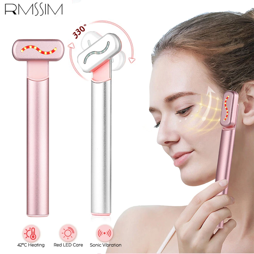 

EMS Microcurrent Massage Red Light Therapy Facial Skincare Tool Anti-Aging Skin Tighten 42℃ Hot Compress Eye Massager BeautyWand