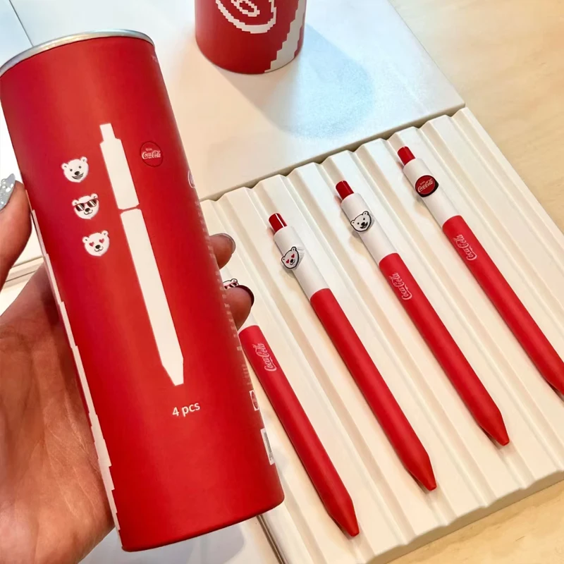 4 шт. нейтральные ручки Kaco Coca-Cola Limited Edition, милый медведь bol riskrafos gel 0,5 мм, черные, быстросохнущие, гладкие канцелярские принадлежности (art.: 3920cf2aab264) - 3920cf2aab264