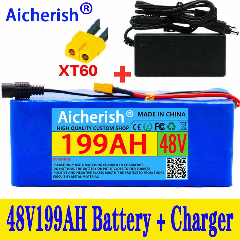 

New 18650 Lithium Ion Electric Bicycle E-Scooter 48V 199Ah 13S3P 199000Mah 350W-1000W Motorcycle Battery 20A BMS 54.6V Charger