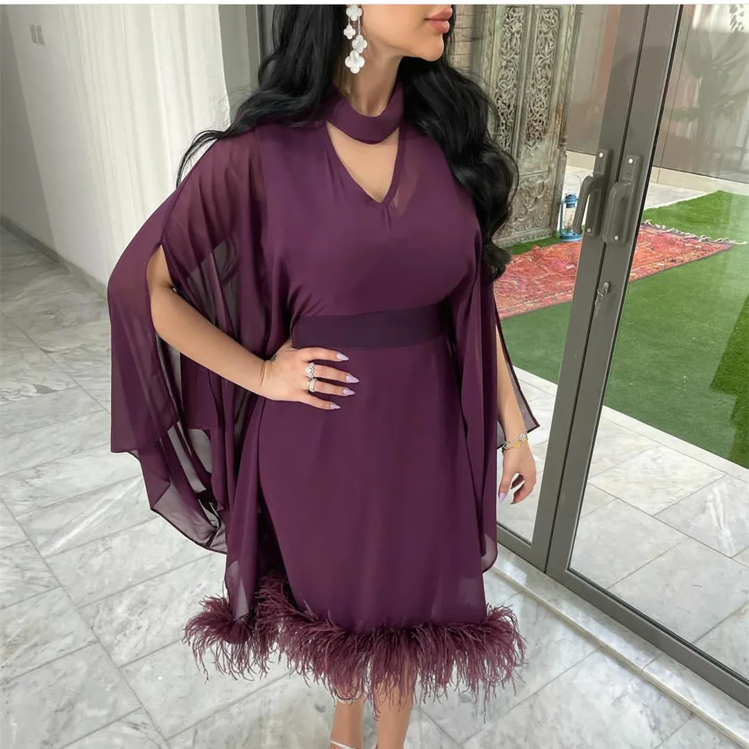 

Винтажное короткое шифоновое вечернее платье с перьями, 2023