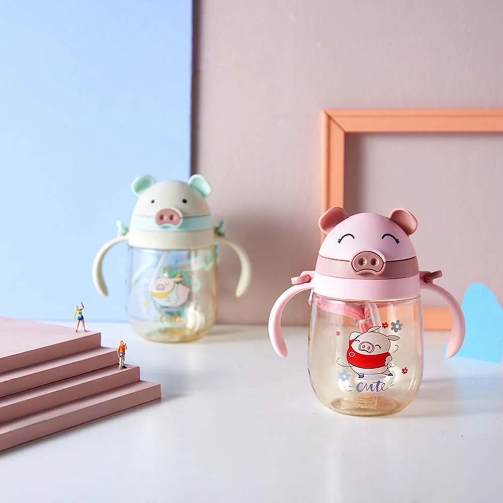 

Детские Мультяшные чашки с двумя ручками и животными для обучения младенцев, градуированная чашка для детей, чашка для обучения, бутылка для воды с ручкой