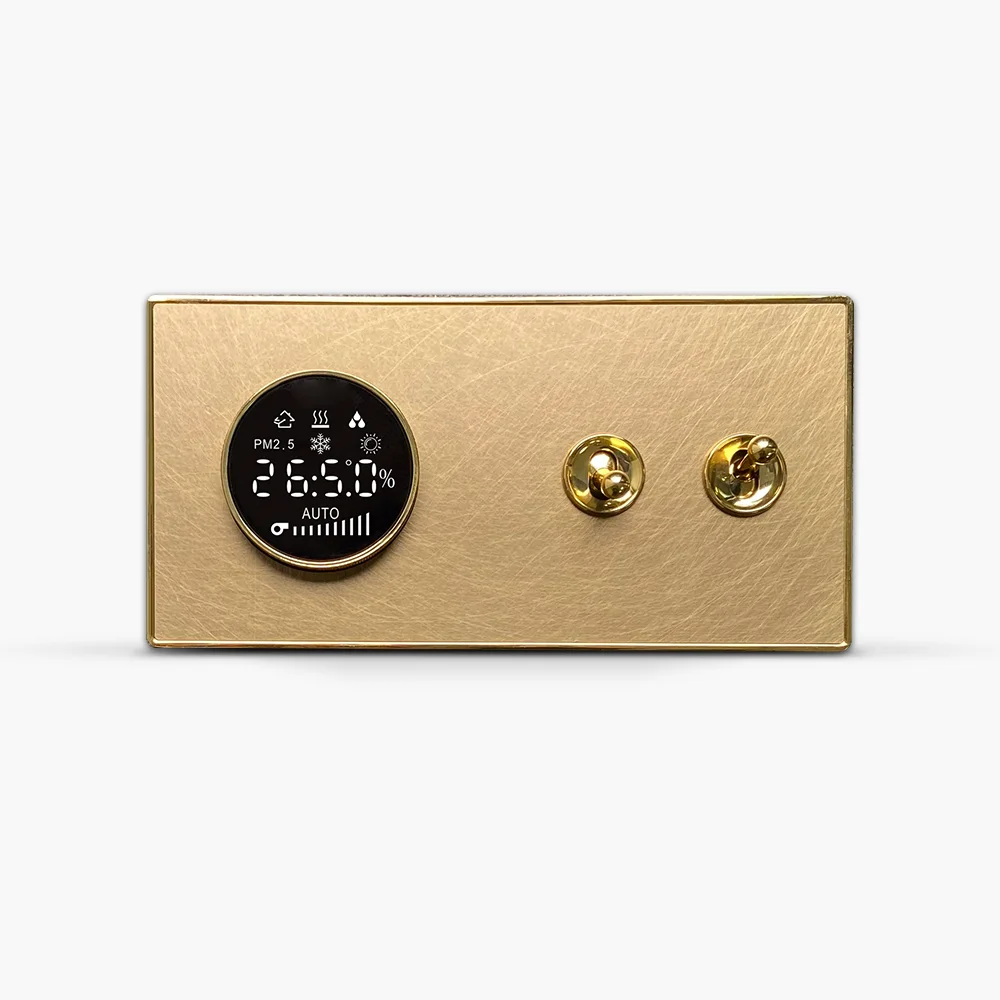 Фото Прямые поставки с завода: Настенный выключатель RS485 KNX 220В с золотистым алюминиевым корпусом и подсветкой для интеллектуальных систем освещения №1