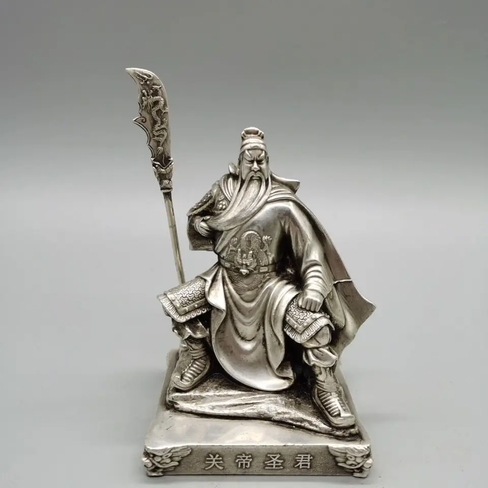 

Античная серебряная посуда, небольшие украшения императора Гуань гонг, бронзовая фотография