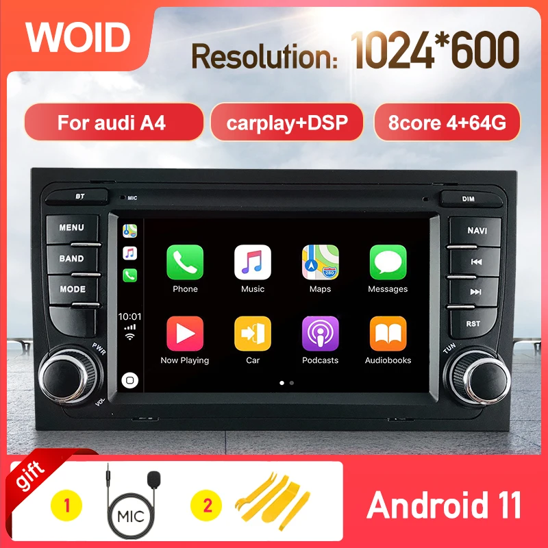 8Core 6G 128G 7''HD Android 11 Carplay Car Multimedia Auto Radio Video GPS Navigation BT Wifi For Audi A4 B7 B6 S4 RS4 2002-2007
