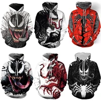 marvel venom cosplay hoodie 3d printed hoodie unisex zipper sweatshirts anime superhero men casual winter streetwear jacket