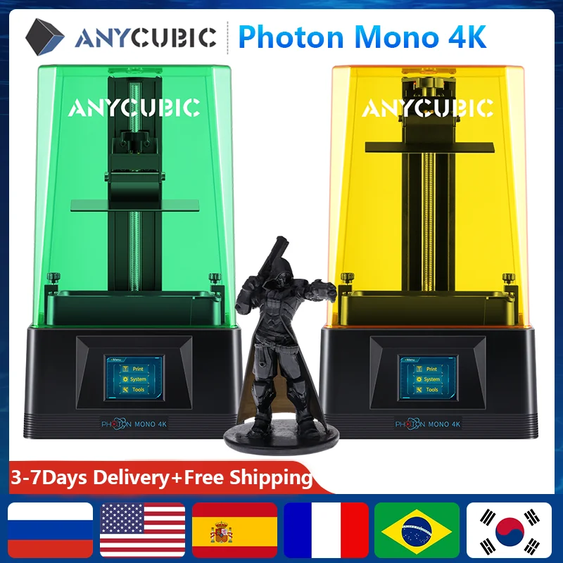 

3D-принтер ANYCUBIC Photon Mono 4K, ЖК-дисплей 6,23 дюйма, монохромный экран 4K, высокая скорость 3d-печати, УФ-полимер, 3D-принтер