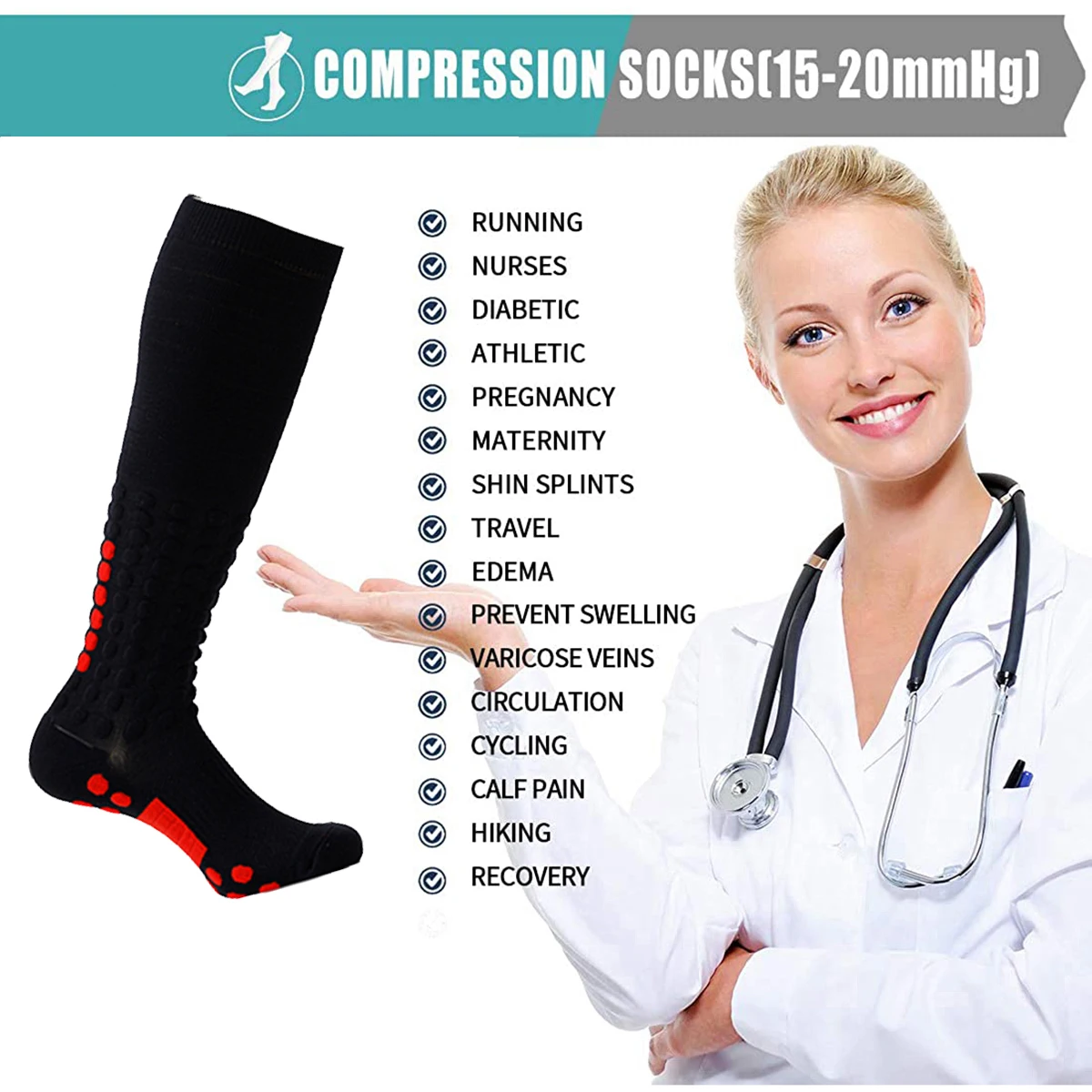 New Men Women Anti-slip Long Tube Compression Socks Outdoor Sport Grip Football Soccer Cycling Basketball Running Socks