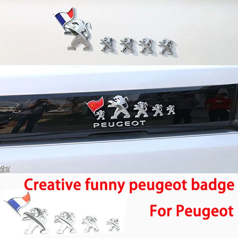

Create Funny Little Lion Flag Badge Car Stickers LOGO For Peugeot 301 308 307 408 4008 508 508L 5008 2008 Exterior Decoration