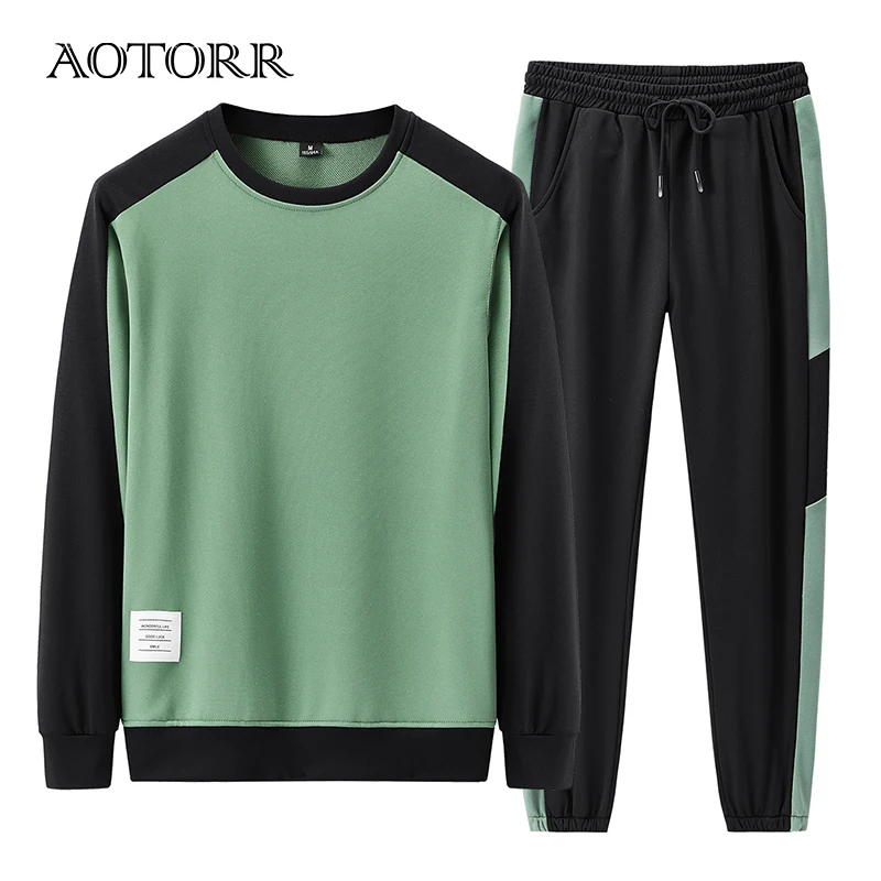 

Спортивный костюм мужской с круглым вырезом, повседневный комплект из 2 предметов, кофта и штаны для спорта, уличная одежда, весна-осень