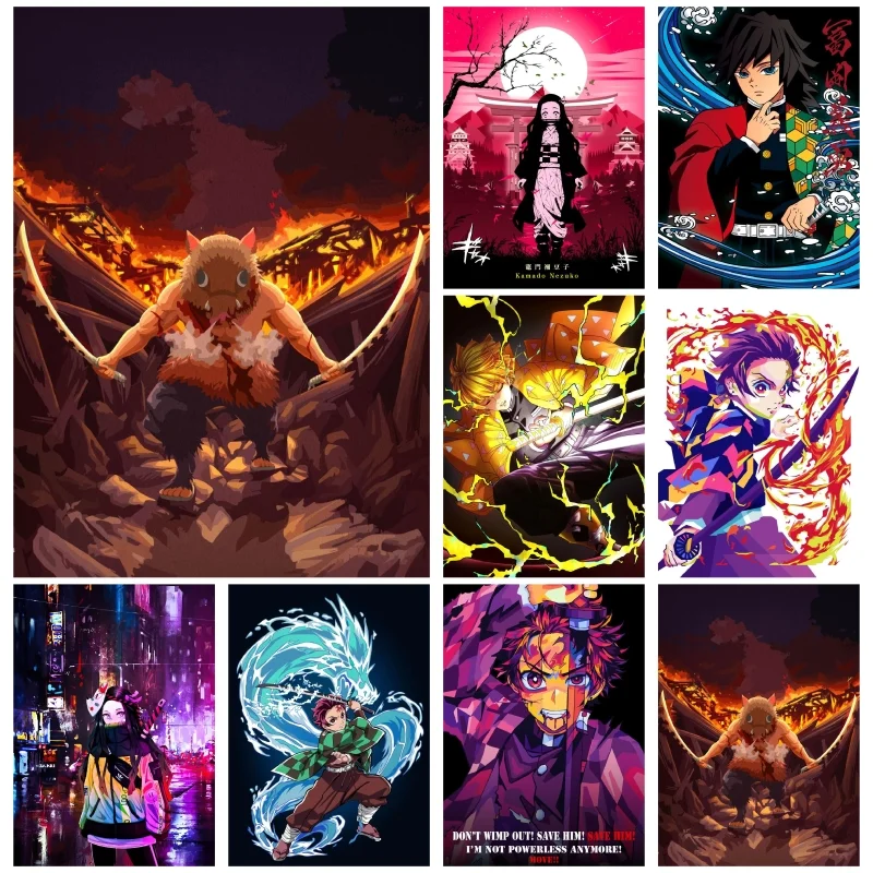 

Плакат из японского аниме «рассекающий демонов», Agatsuma Zenitsu, Картина на холсте для детской комнаты, художественное украшение, фрески для фотографий