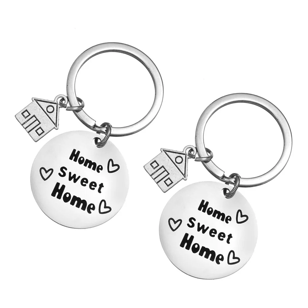 

2 Pcs New Family Creative Key Holder Stainless Steel Keychain Rings Car Keychains Western Style