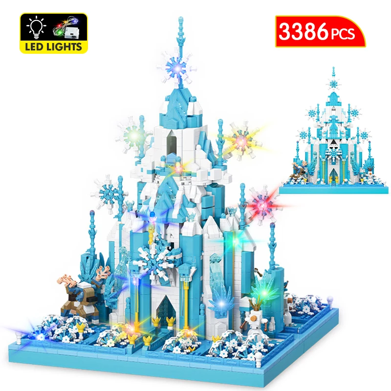 

3386PCS City Mini Ice Castle House LED Light Building Blocks Famous Friends Dream Princess Architecture Figures Bricks Kids Toys