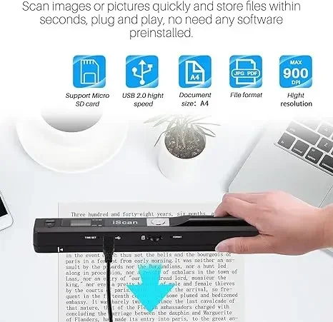 Портативный ручной сканер iScan A4 палочки для документов 900 точек на дюйм цветной