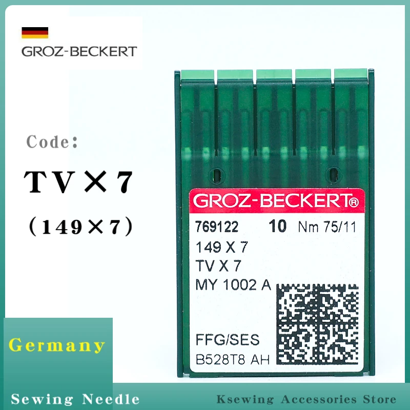 

10PCS TVX7 Groz-Beckert Needles For Industrial Fit 2/3 Needle Chainstitch Sewing Machine Accessories 149X7 MY1002A