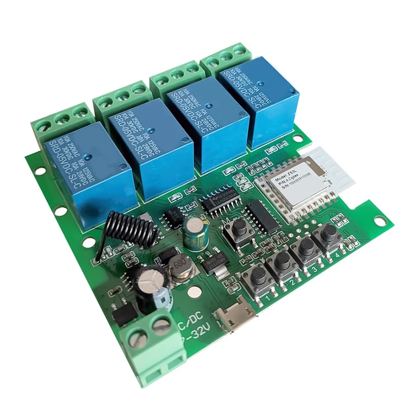 

4CH Zigbee Smart Light Switch Module DC 5/12/32V RF433 Receive 10A Relays Work With Alexa Google Assistant
