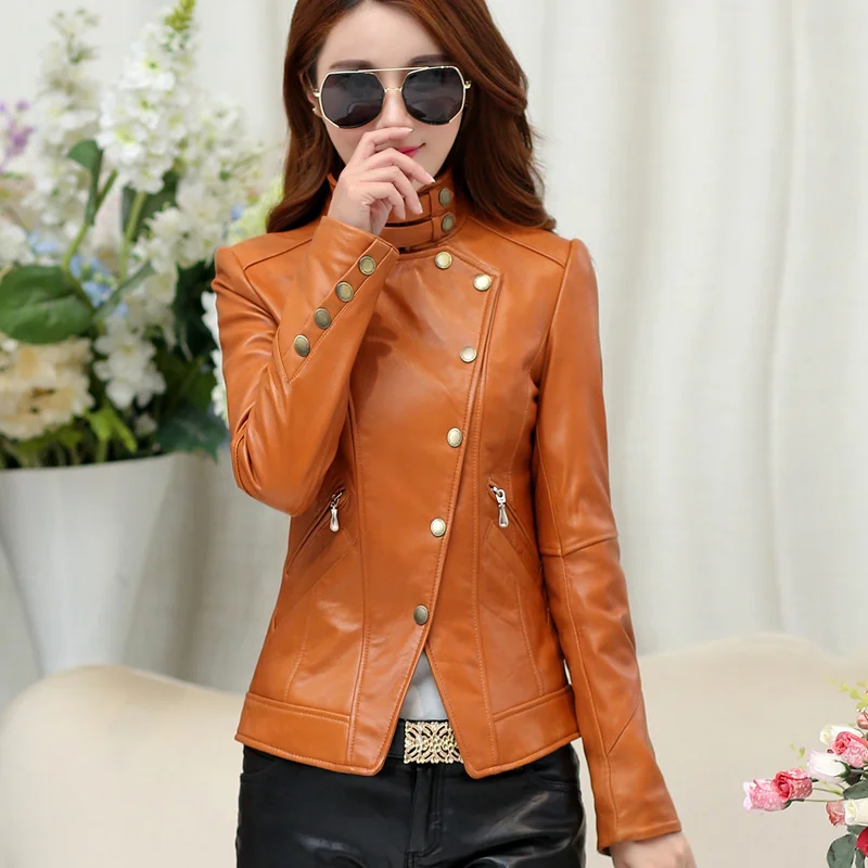 Female Autumn Sheepskin Coat Genuine Leather Jacket Women Motorcycle Short Coats and Jackets Spring 2023 Femme Veste FCY1894