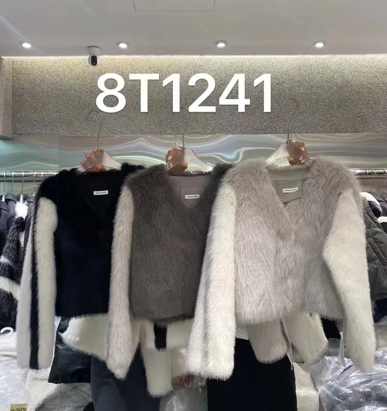 Autumn and winter color matching wool coat Autumn and winter women's coat